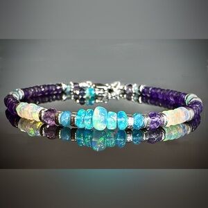 💜Limited edition 💜Amethyst • Welo Fire Opal • Paraiba Opal•925 Sterling Silver